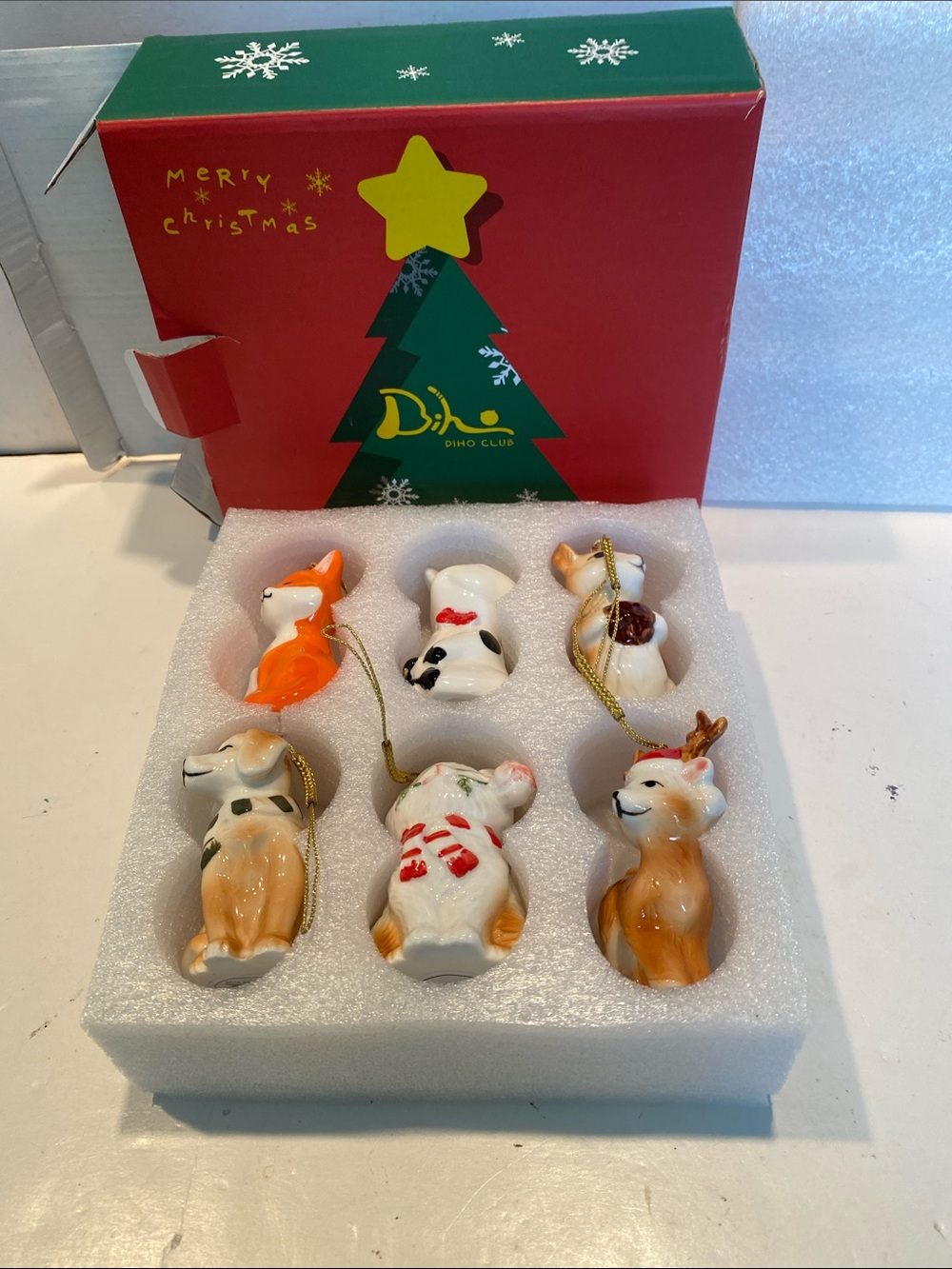 NIB Hand-Painted Ceramic Animal Ornaments for your tree